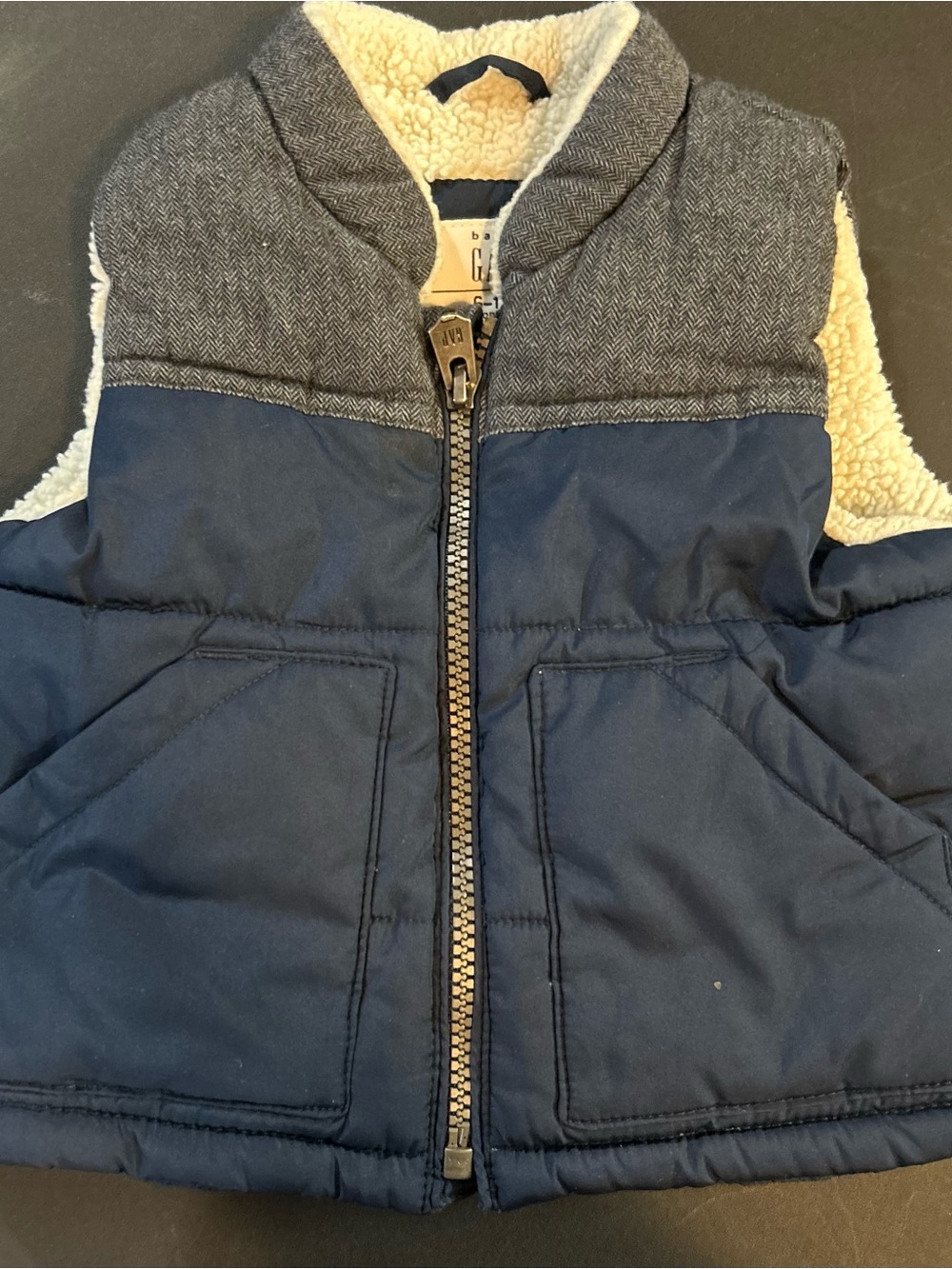 Kids navy zip-up vest